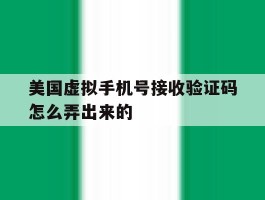 美国虚拟手机号接收验证码怎么弄出来的