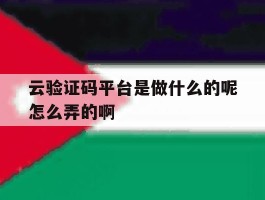 云验证码平台是做什么的呢怎么弄的啊的简单介绍
