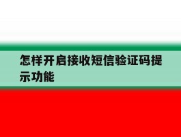 怎样开启接收短信验证码提示功能