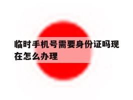 临时手机号需要身份证吗现在怎么办理