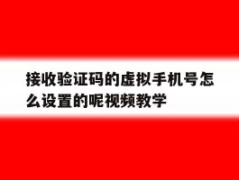 包含接收验证码的虚拟手机号怎么设置的呢视频教学的词条
