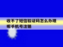 收不了短信验证码怎么办理呢手机号注销