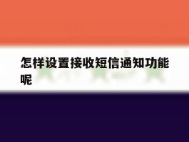 怎样设置接收短信通知功能呢
