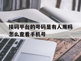 关于接码平台的号码是有人用吗怎么查看手机号的信息