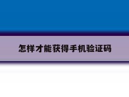 怎样才能获得手机验证码
