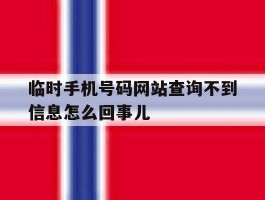 关于临时手机号码网站查询不到信息怎么回事儿的信息