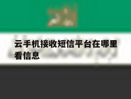 云手机接收短信平台在哪里看信息