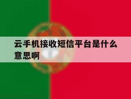 云手机接收短信平台是什么意思啊