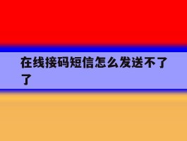 在线接码短信怎么发送不了了