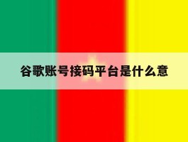 谷歌账号接码平台是什么意