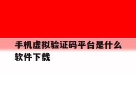 手机虚拟验证码平台是什么软件下载