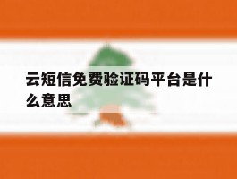 云短信免费验证码平台是什么意思