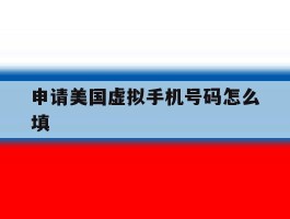 申请美国虚拟手机号码怎么填