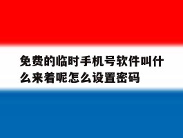 包含免费的临时手机号软件叫什么来着呢怎么设置密码的词条