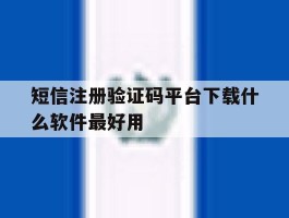 短信注册验证码平台下载什么软件最好用