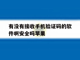 有没有接收手机验证码的软件啊安全吗苹果