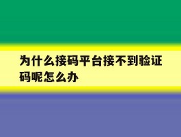 为什么接码平台接不到验证码呢怎么办的简单介绍