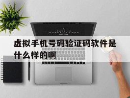 虚拟手机号码验证码软件是什么样的啊的简单介绍
