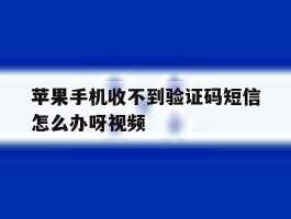 苹果手机收不到验证码短信怎么办呀视频