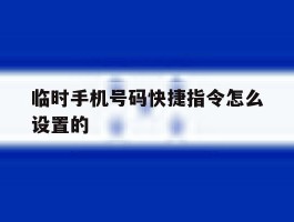 临时手机号码快捷指令怎么设置的