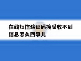 在线短信验证码接受收不到信息怎么回事儿的简单介绍