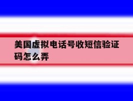 美国虚拟电话号收短信验证码怎么弄