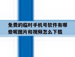 包含免费的临时手机号软件有哪些呢图片和视频怎么下载的词条