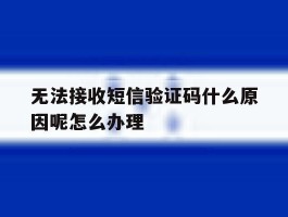 无法接收短信验证码什么原因呢怎么办理的简单介绍