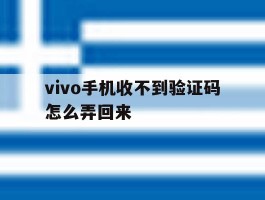 vivo手机收不到验证码怎么弄回来