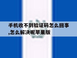 手机收不到验证码怎么回事,怎么解决呢苹果版的简单介绍