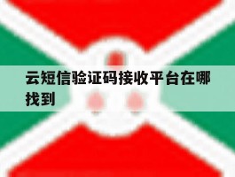 云短信验证码接收平台在哪找到