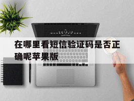 在哪里看短信验证码是否正确呢苹果版