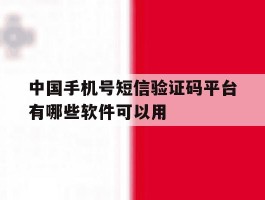 中国手机号短信验证码平台有哪些软件可以用
