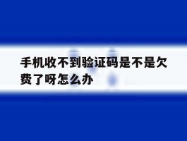 手机收不到验证码是不是欠费了呀怎么办
