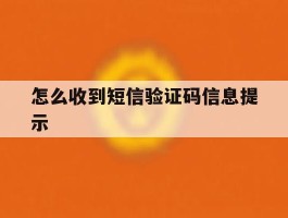 怎么收到短信验证码信息提示