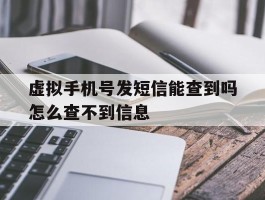 虚拟手机号发短信能查到吗怎么查不到信息