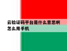 云验证码平台是什么意思啊怎么用手机