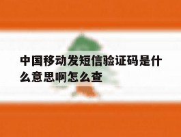 中国移动发短信验证码是什么意思啊怎么查