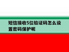 短信接收5位验证码怎么设置密码保护呢