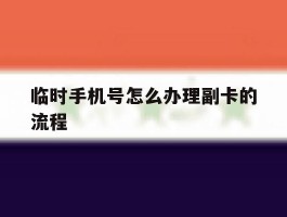 临时手机号怎么办理副卡的流程