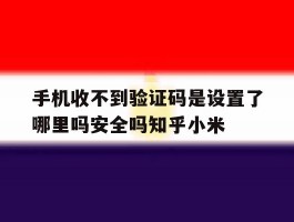 包含手机收不到验证码是设置了哪里吗安全吗知乎小米的词条