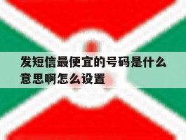 发短信最便宜的号码是什么意思啊怎么设置
