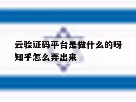 云验证码平台是做什么的呀知乎怎么弄出来