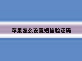 苹果怎么设置短信验证码