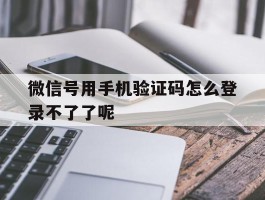 微信号用手机验证码怎么登录不了了呢
