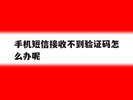 手机短信接收不到验证码怎么办呢