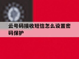 云号码接收短信怎么设置密码保护