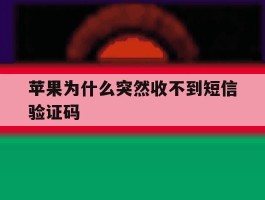 苹果为什么突然收不到短信验证码