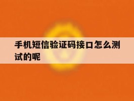 手机短信验证码接口怎么测试的呢