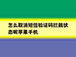 怎么取消短信验证码拦截状态呢苹果手机的简单介绍